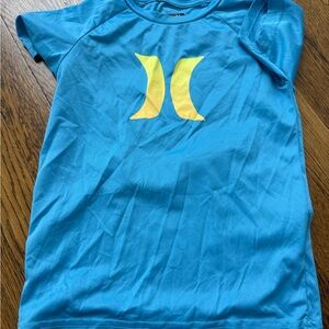 Hurley Youth Aqua Tee with Bright Yellow Emblem